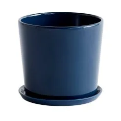 HAY Botanical Family Pot And Saucer, L, Dark Blue