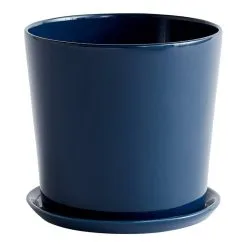 HAY Botanical Family Pot And Saucer, XL, Dark Blue