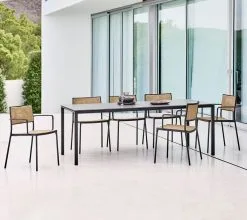 Cane-line Less Armchair, Stackble, Grey - French Weave Natural -Fredericia Sales 11430ALDU