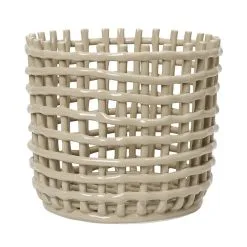 Ferm LIVING Ceramic Basket, Large, Cashmere