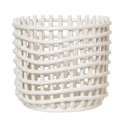 Ferm LIVING Ceramic Basket, Large, Off-white