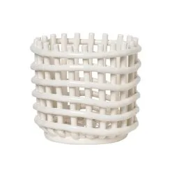 Ferm LIVING Ceramic Basket, Small, Off-white