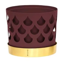 Klong Trio Flower Pot, Medium, Dark Red