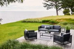 Cane-line Twist Coffee Table, 120 X 60 Cm, Lava Grey - Fossil Black -Fredericia Sales 5499SG 5498YS95 5592SG 5592YS95 5017AL P120X60RCCOB 2