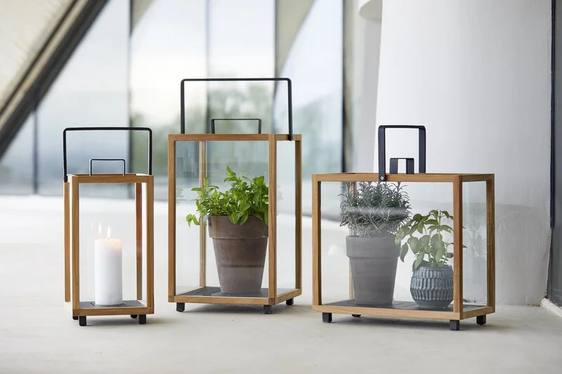 Cane-line Lighthouse Lantern, Rectangular, Teak - Lava Grey 4 Cane-line Lighthouse Lantern, Rectangular, Teak - Lava Grey - Image 2