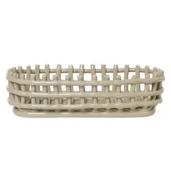 Ferm LIVING Ceramic Basket, Oval, Cashmere