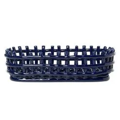 Ferm LIVING Ceramic Basket, Oval, Blue