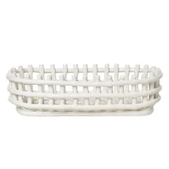 Ferm LIVING Ceramic Basket, Oval, Off White