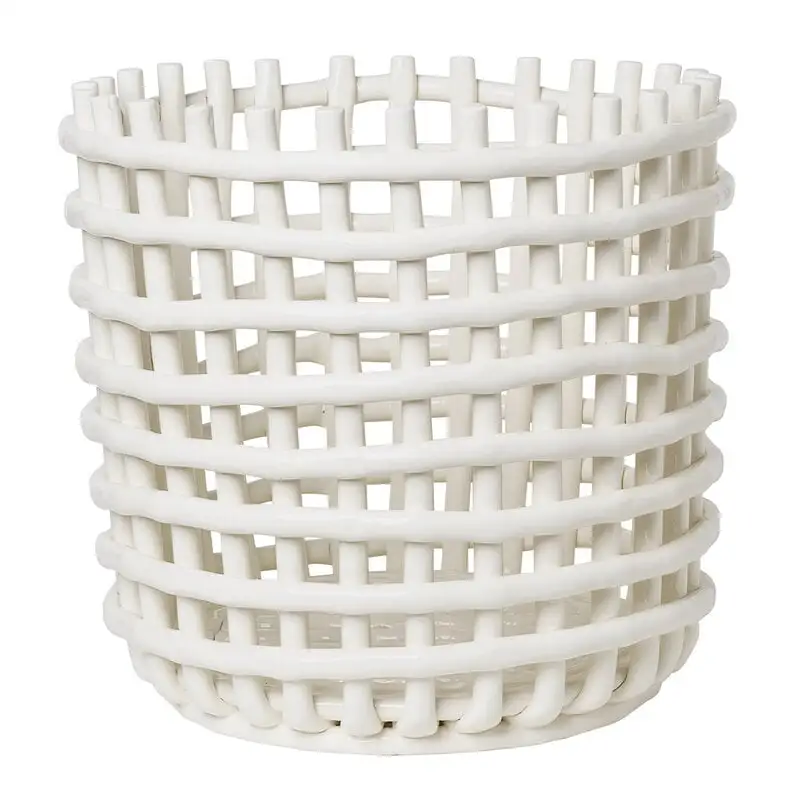 Ferm LIVING Ceramic Basket, XL, Off-white 3 Ferm LIVING Ceramic Basket, XL, Off-white