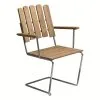 Grythyttan Stålmöbler Armchair A2, Galvanized Steel - Teak -Fredericia Sales A2 snett teak