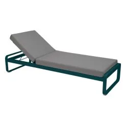 Fermob Bellevie Premium Sunlounger, Acapulco Blue - Flannel Grey