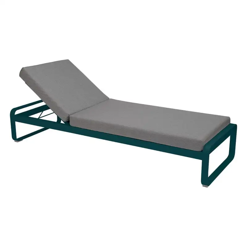 Fermob Bellevie Premium Sunlounger, Acapulco Blue - Flannel Grey 3 Fermob Bellevie Premium Sunlounger, Acapulco Blue - Flannel Grey