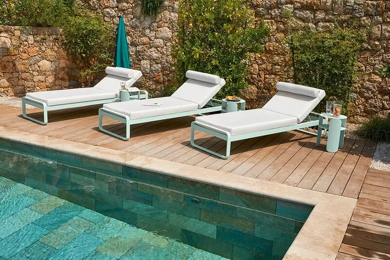 Fermob Bellevie Premium Sunlounger, Acapulco Blue - Flannel Grey 4 Fermob Bellevie Premium Sunlounger, Acapulco Blue - Flannel Grey - Image 2