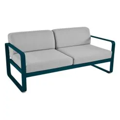 Fermob Bellevie 2-seater Sofa, Acapulco Blue - Flannel Grey
