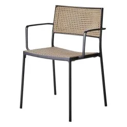 Cane-line Less Armchair, Stackble, Grey - French Weave Natural
