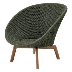 Cane-line Peacock Lounge Chair, Teak - Dark Green