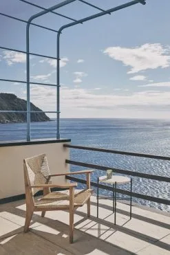 GUBI TS Outdoor Side Table, 40 Cm, Black - White Travertine -Fredericia Sales GUBI Gubi Goes Al Fresco TS F Chair