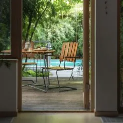 Grythyttan Stålmöbler Armchair A2, Galvanized Steel - Teak -Fredericia Sales Grythyttan A2 teak 1 scaled 1