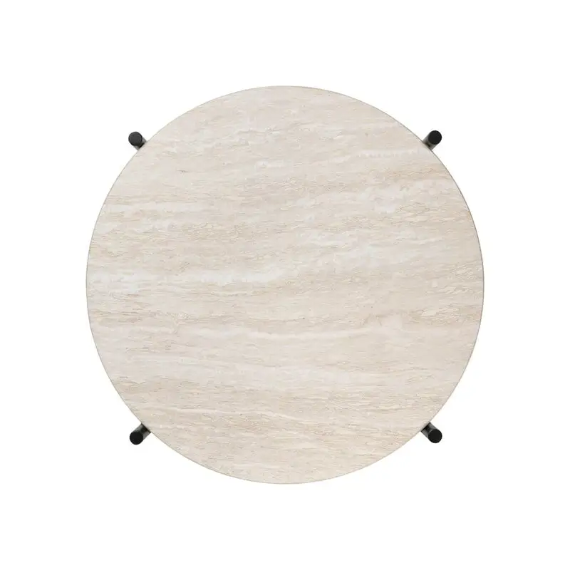 GUBI TS Outdoor Side Table, 40 Cm, Black - White Travertine - Image 2