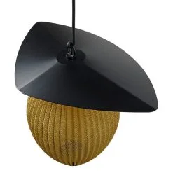 GUBI Satellite Outdoor Pendant, 27 Cm, Black - Mustard Gold -Fredericia Sales Gubi 2023 DTL Satelite Pendant 7 Mustard Gold Semi Matt