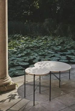 GUBI TS Outdoor Coffee Table, 80 Cm, Black - White Travertine -Fredericia Sales Gubi Goes Al Fresco TS 2022