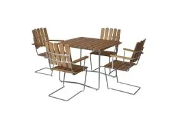 Grythyttan Stålmöbler Armchair A2, Galvanized Steel - Teak -Fredericia Sales Klassikerserien bord B31 84 A2 teak obehandlad 2