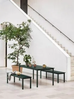 Muuto Linear Steel Table 140 X 75 Cm, Dark Green 7 Muuto Linear Steel Table 140 X 75 Cm, Dark Green -Fredericia Sales Muuto Linear steel series table bench dark green Muuto low res